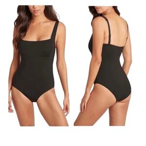 Cupshe‎ Black One Piece Swimsuit Square Neck Women's Medium